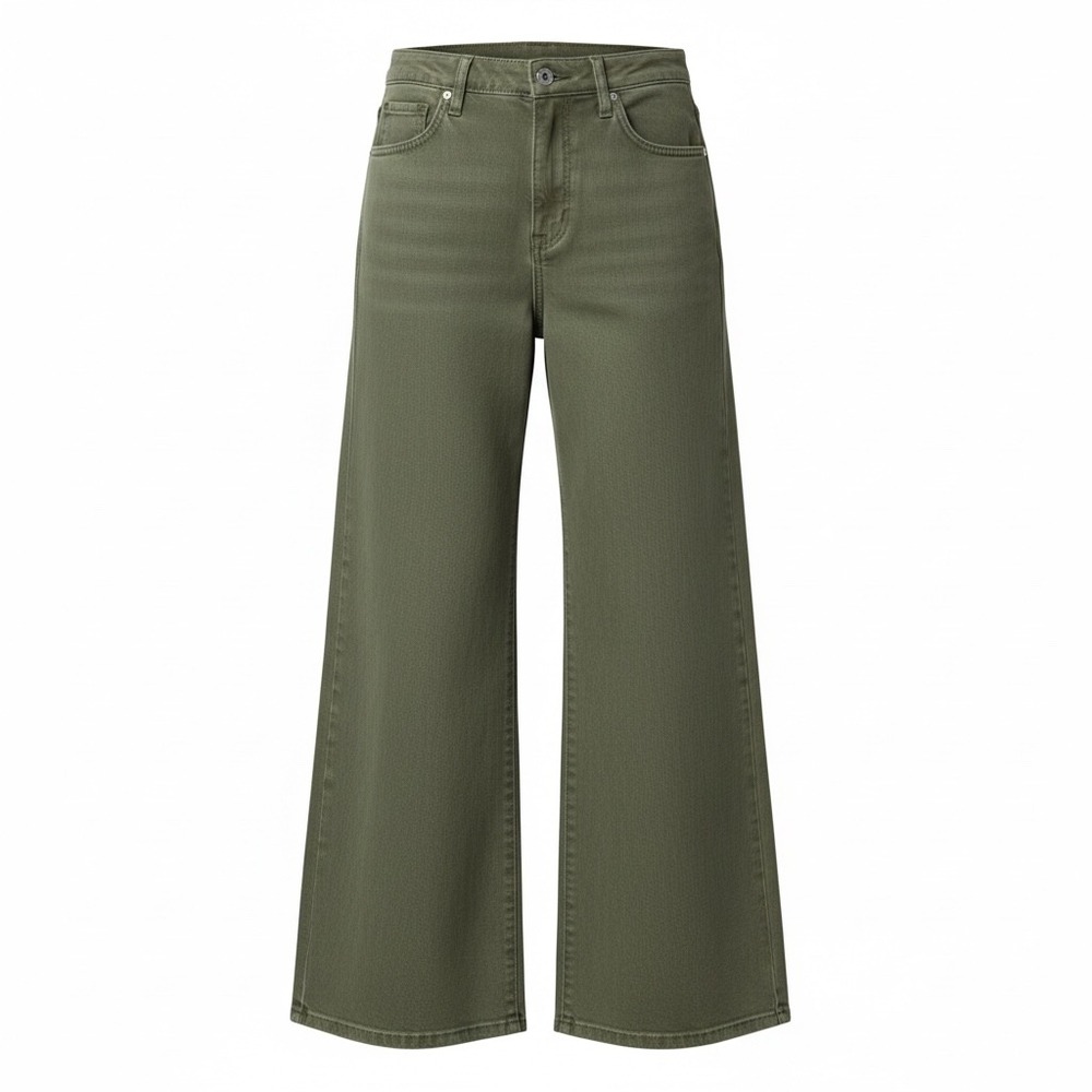 Universal Thread Olive Green Wide Leg Ankle Jeans Womens 14 High Rise Cropped